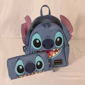Loungefly Stitch Mini Backpack & Wallet Set – OG Heart Logo – NWOT Disney Parks